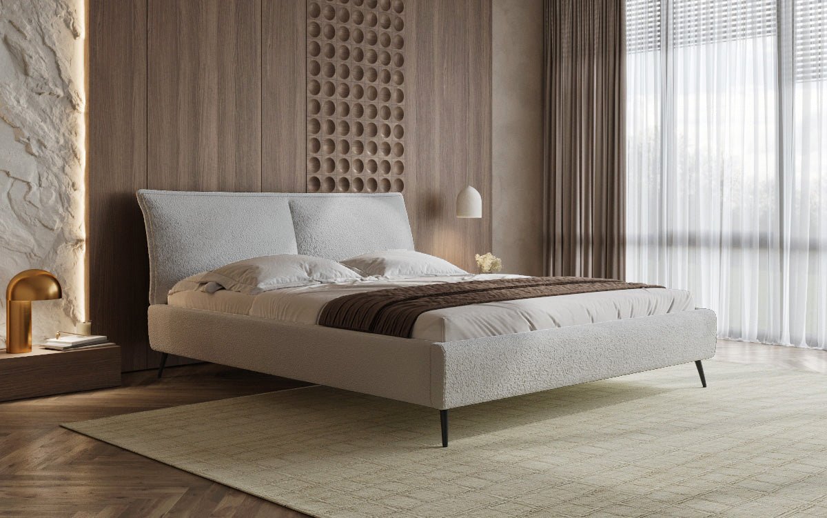 Designer polsterseng Zoe Bouclé med opbevaringsplads