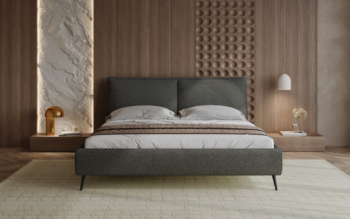 Designer polsterseng Zoe Bouclé med opbevaringsplads