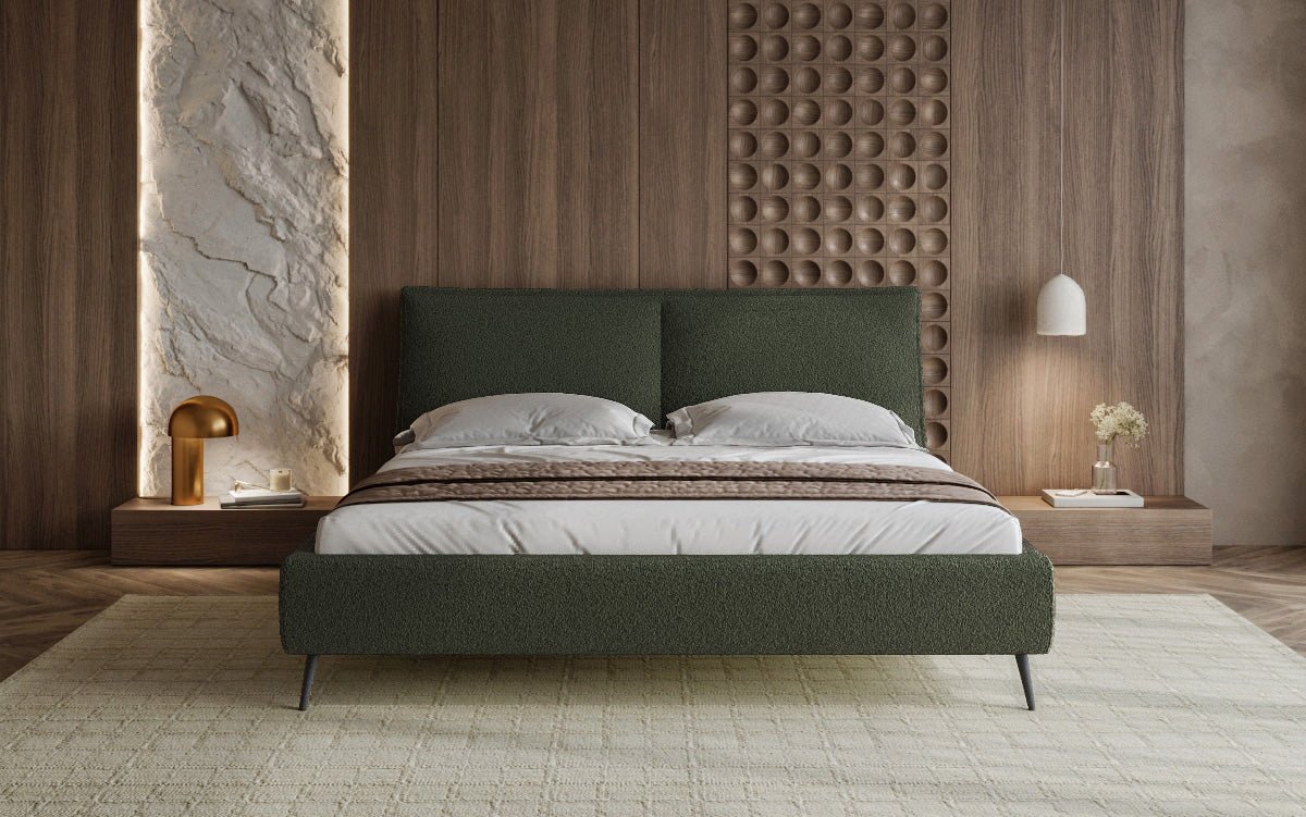 Designer polsterseng Zoe Bouclé med opbevaringsplads