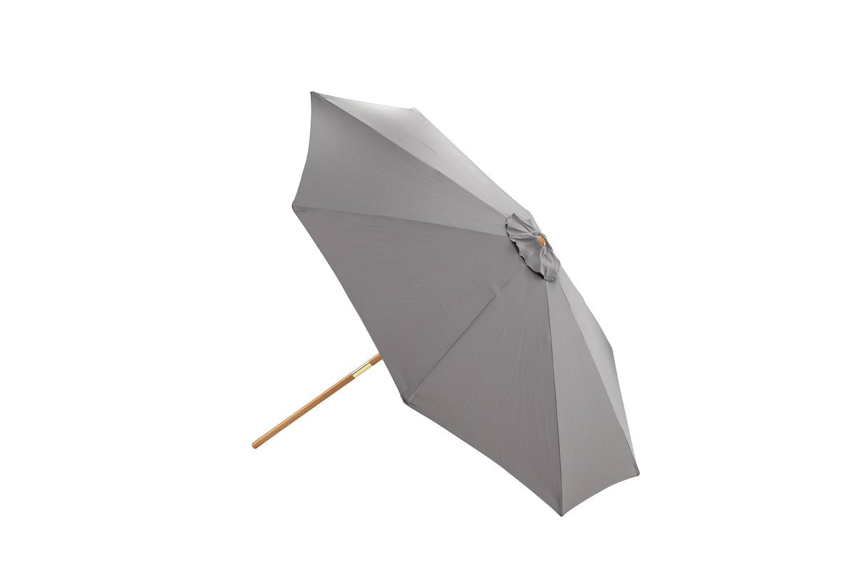 Sonnenschirm Frida – Ø300 cm in Grau mit Holzgestell aus Buche