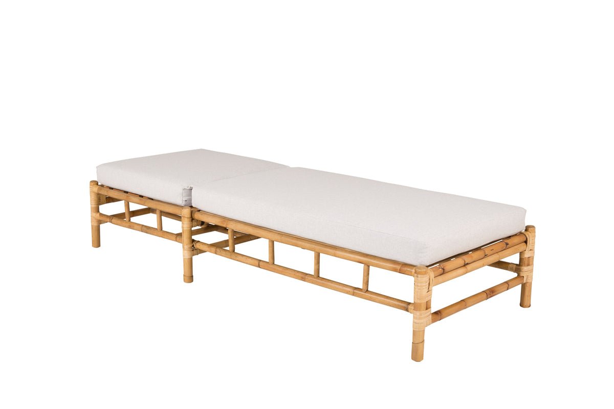 Sonnenliege Verano - aus Rattan mit grauen Kissen