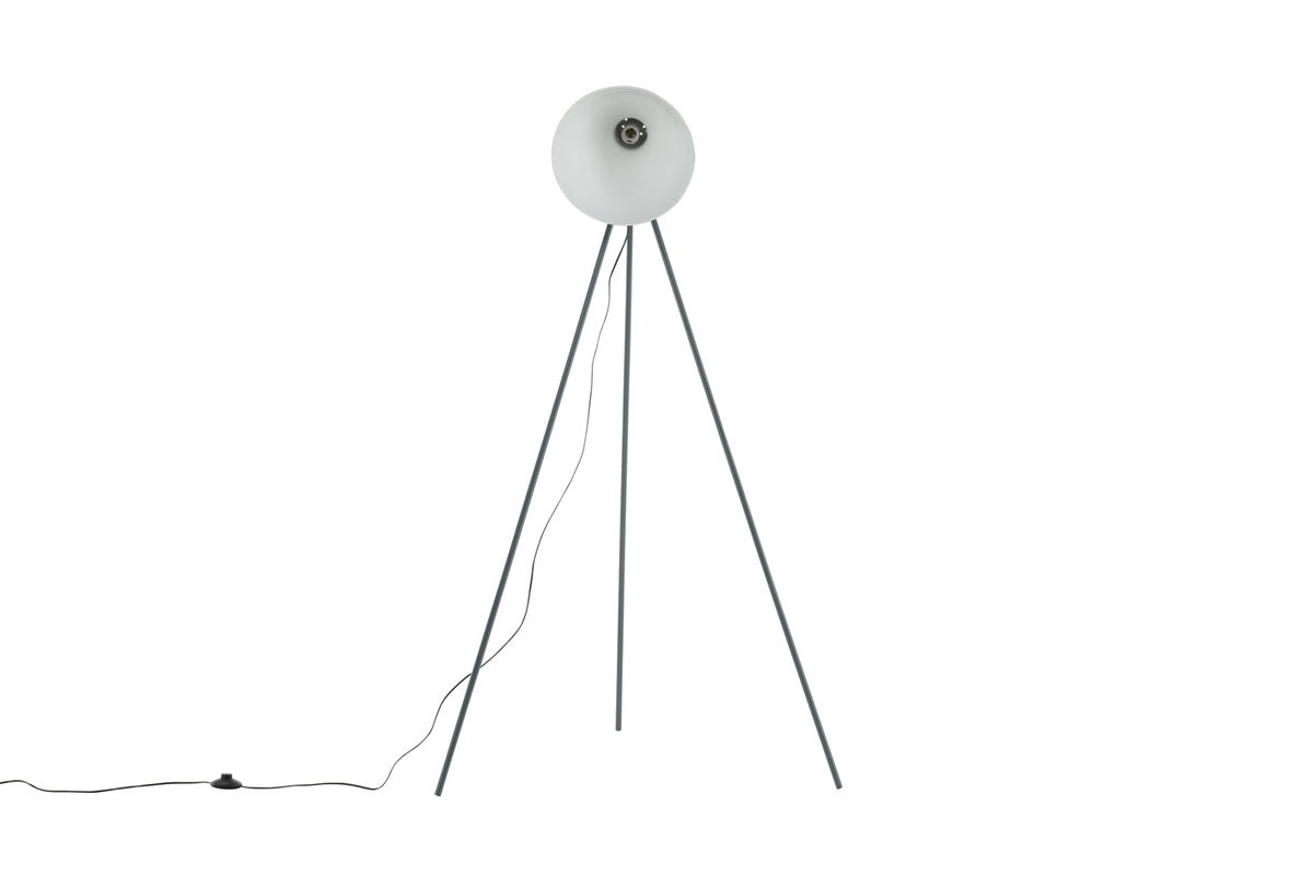 Stehlampe „Amsterdam“ – Dreifuß mit großem Schirm sorgt für ruhige Akzente