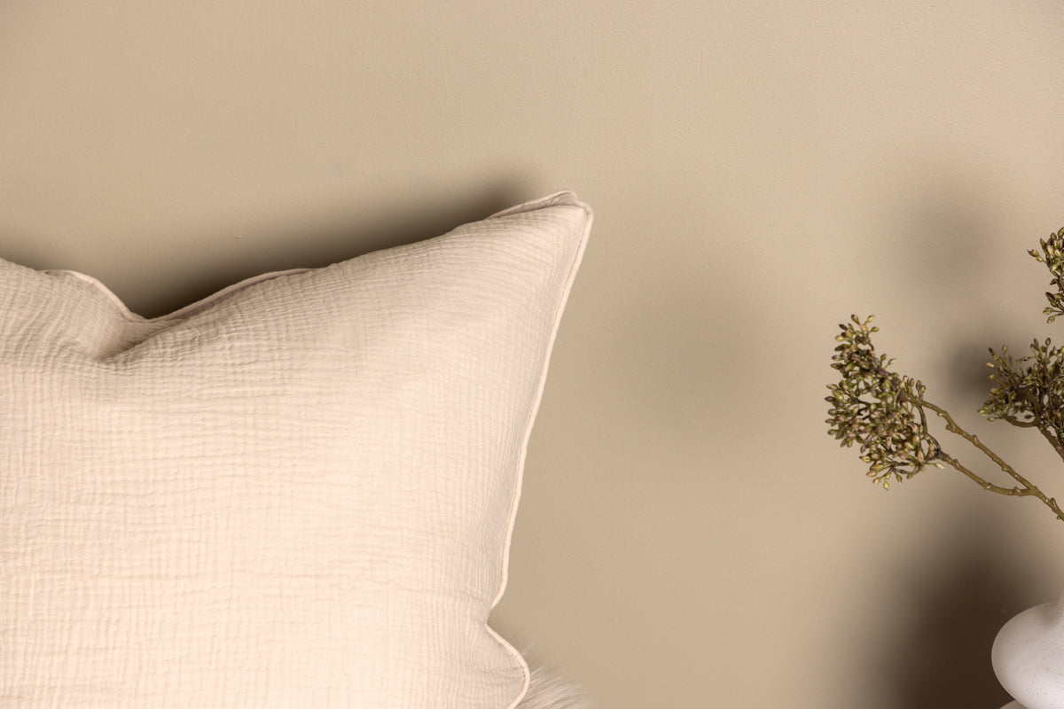 Kissenbezug Moments - 60x60 cm in Beige und Grau aus 100% Baumwolle