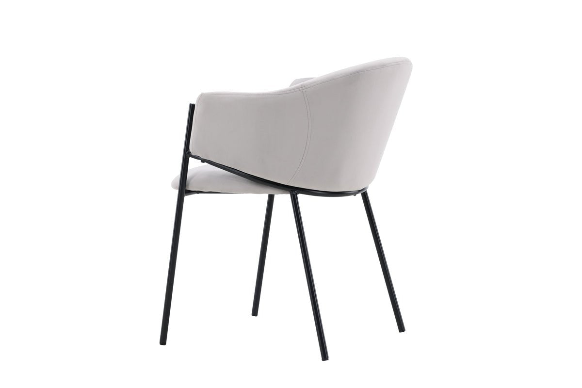 2er Set - Stuhl Calyra mit hellgrauem Samtstoff