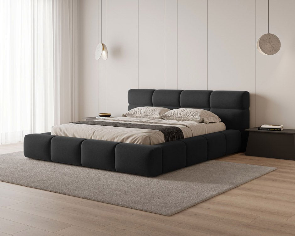 Designer Polsterbett Lora Samt mit Stauraum