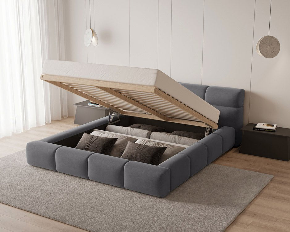 Designer Polsterbett Lora Samt mit Stauraum