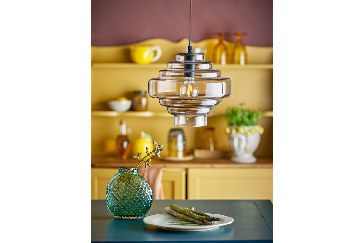 Pendelleuchte Aruna – Braunes Glas in organischer Form