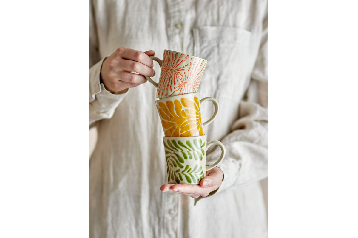 Becher-Set „Vexo“ – Blaues Steingut (3-teilig)