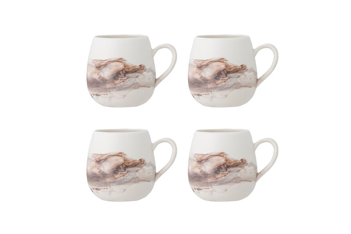 Tassen-Set „Arvona“ – Braunes Steingut (4-teilig)