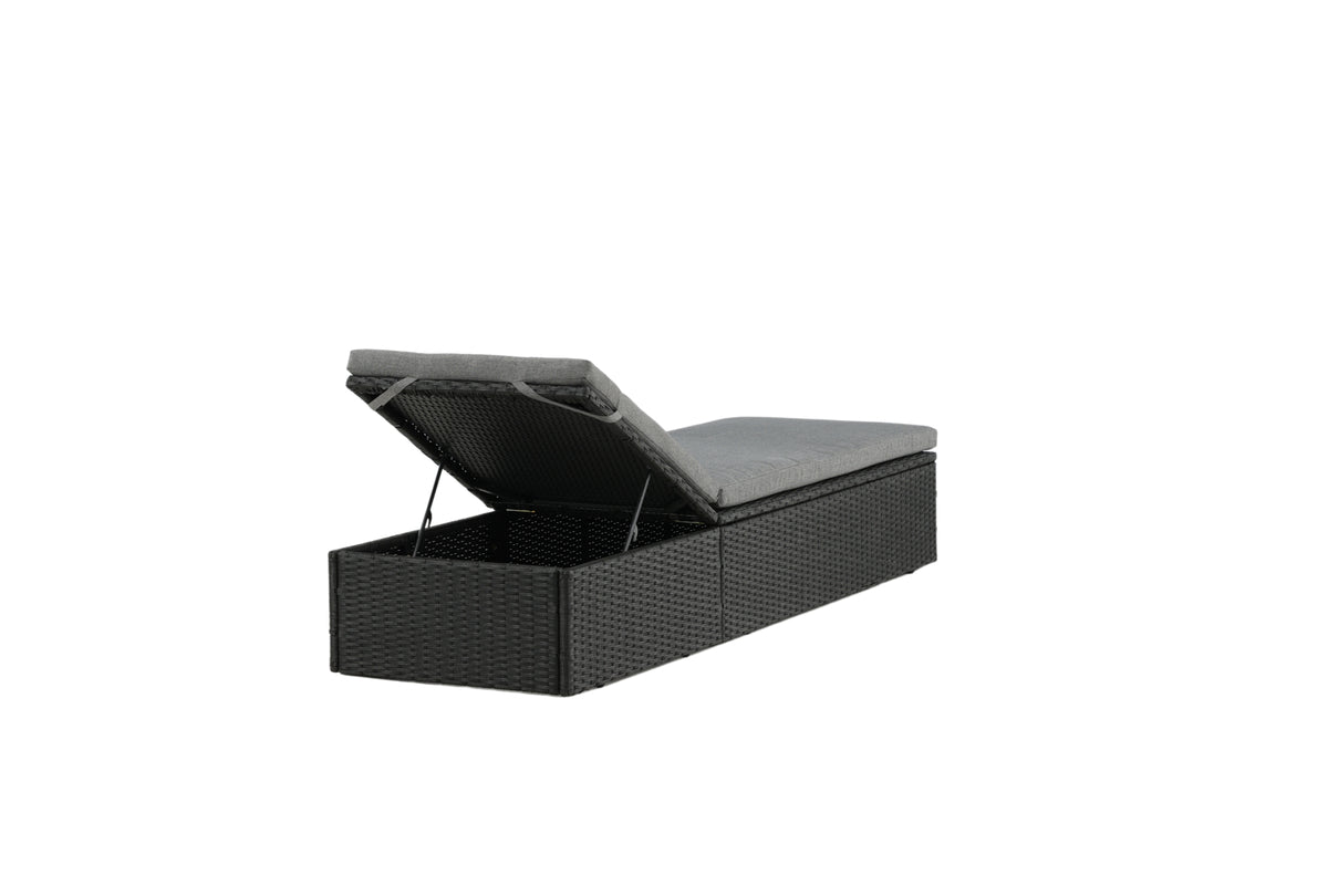 Garten Sonnenliege Dakar - inklusive grauem Kissen und verstellbarer Rückenlehne