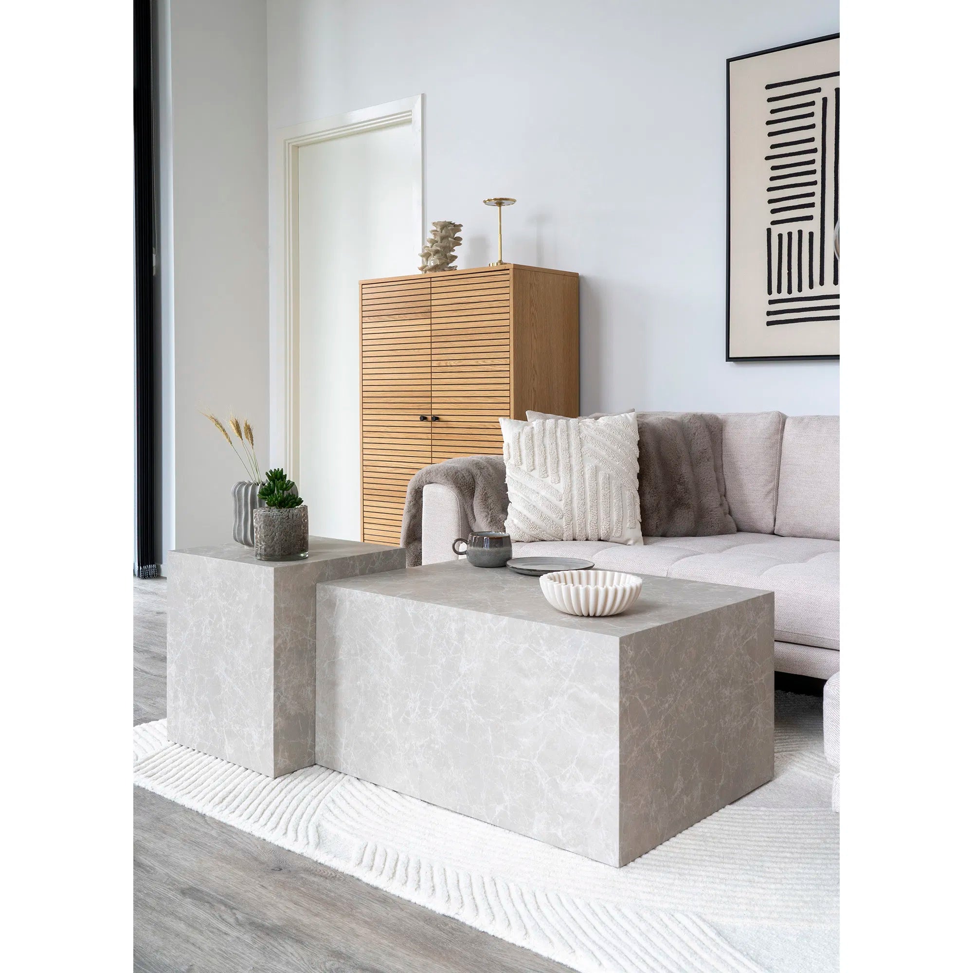Designer sofabord/sidebord Paris i marmorlook 40x40x45 cm