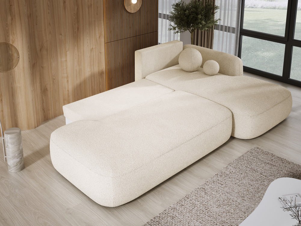 Designer Sofa Babu Bouclé mit Schlaf- und Klappfunktion