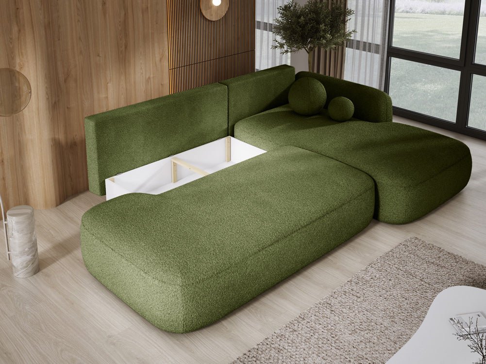Designer Sofa Babu Bouclé mit Schlaf- und Klappfunktion