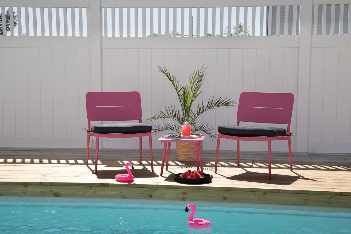 2er Set - Gartenstuhl Lia aus pinkem Stahl