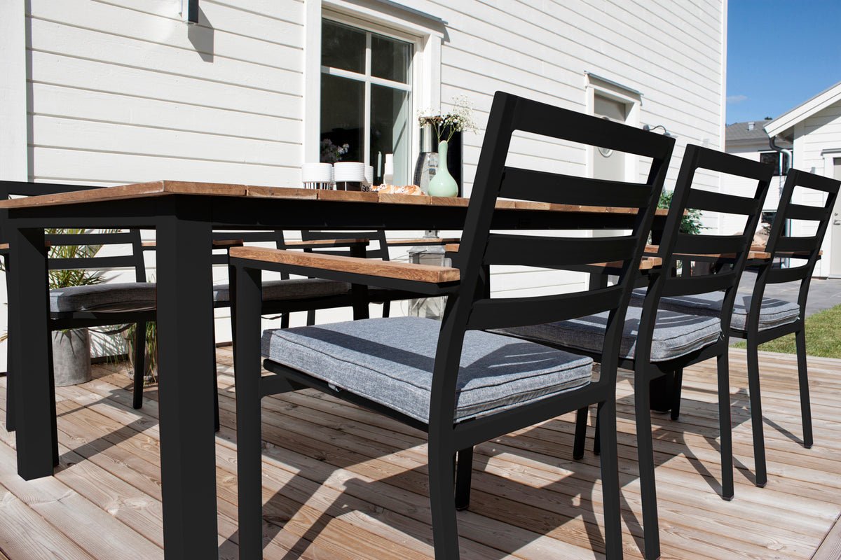 2er Set Gartenstuhl Tala - aus schwarzem Aluminiumgestell inklusive Kissen