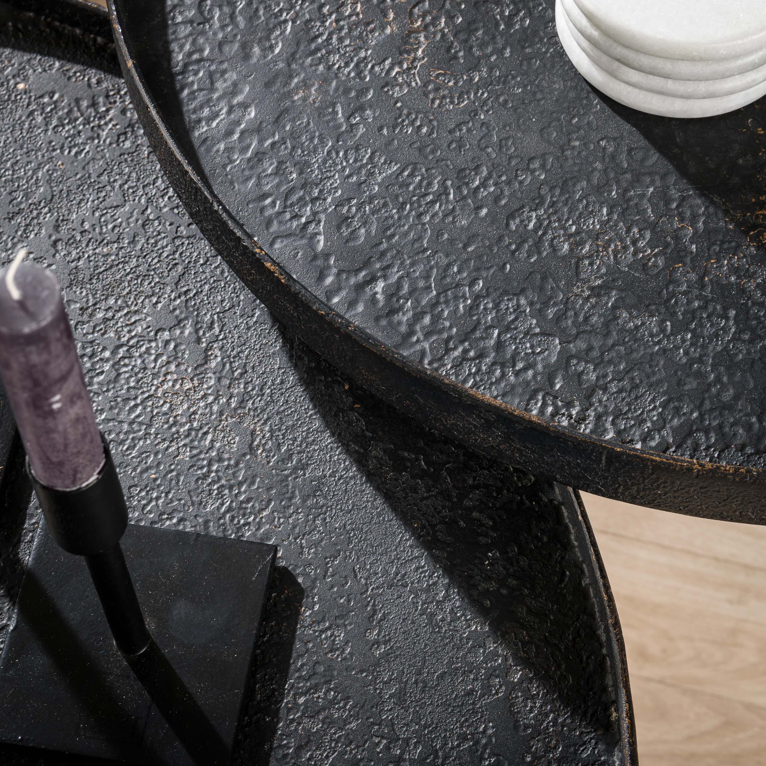 Couchtisch Chrysos - 2er Set in Grau Metallic mit erhöhtem Rand