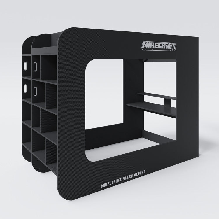 Minecraft Gaming-Hochbett „BaseCamp XL“ mit Schreibtisch & Regal