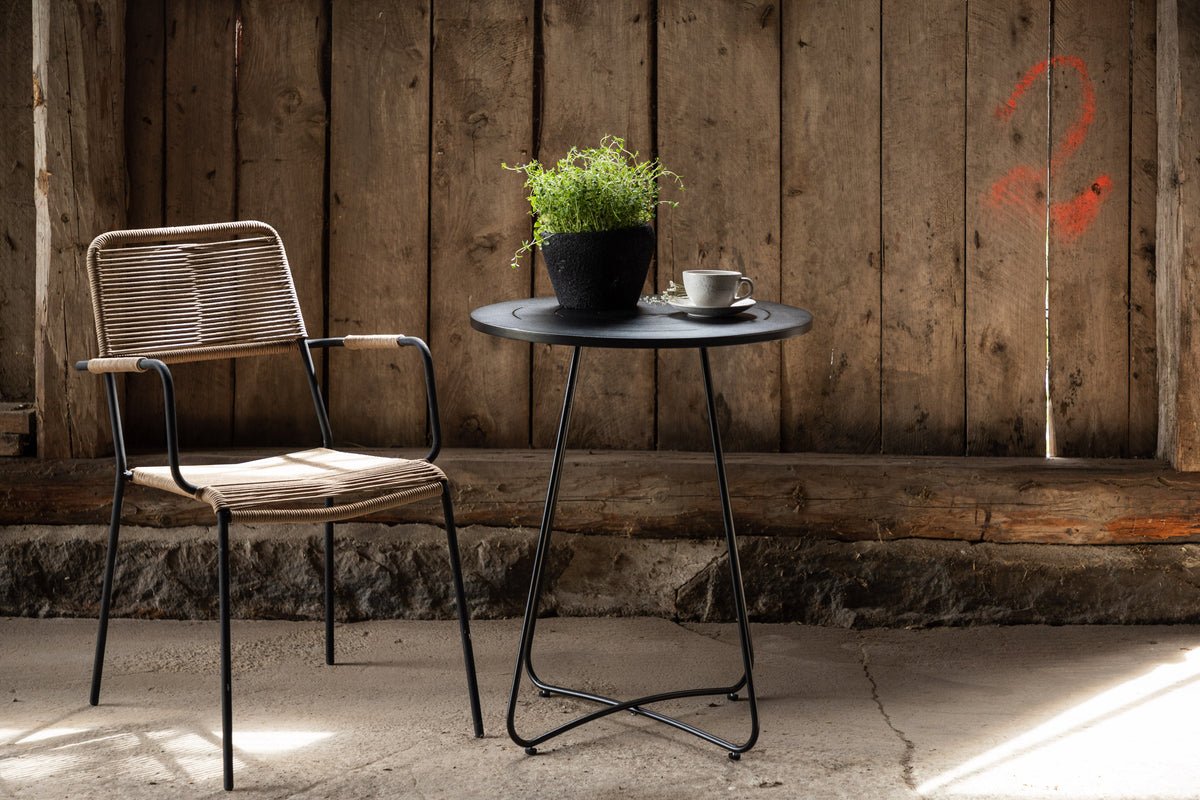 Kaffeetisch Hanoi - Ø65 mit schwarzer Stahl- Tischplatte