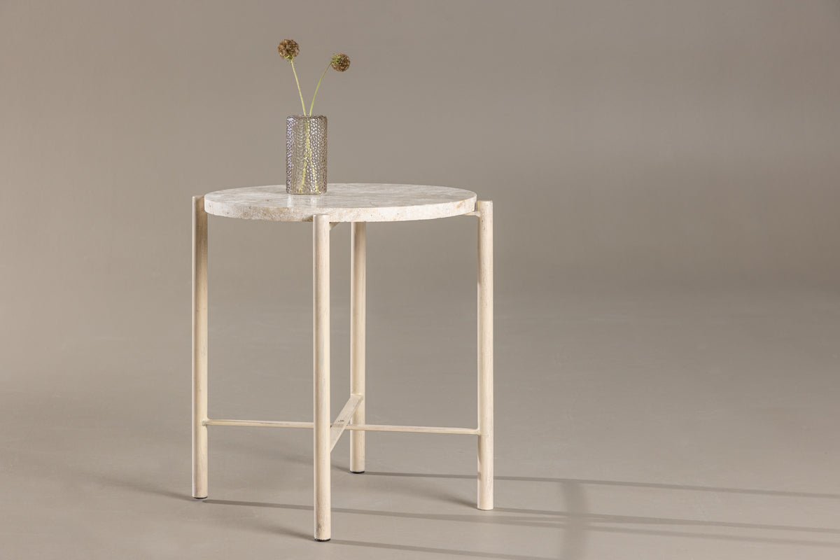 Couchtisch/Beistelltisch Sandelo - mit Tischplatte aus Stein