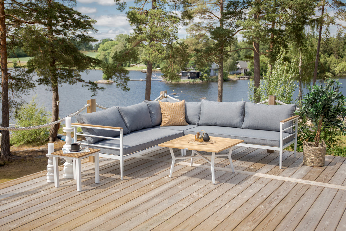 Lounge Set Puerto – aus Metall mit Teakholz-Details, inkl. Kissen