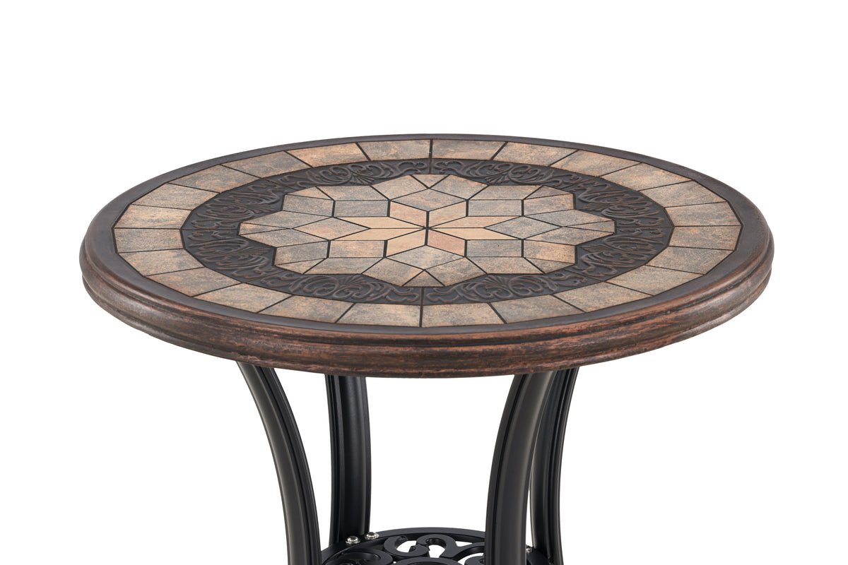 Kaffeetisch Lejla - Ø60 mit brauner Tischplatte aus Faserzement