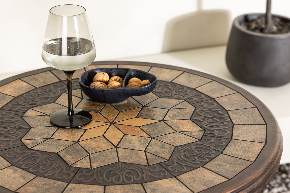 Kaffeetisch Lejla - Ø60 mit brauner Tischplatte aus Faserzement