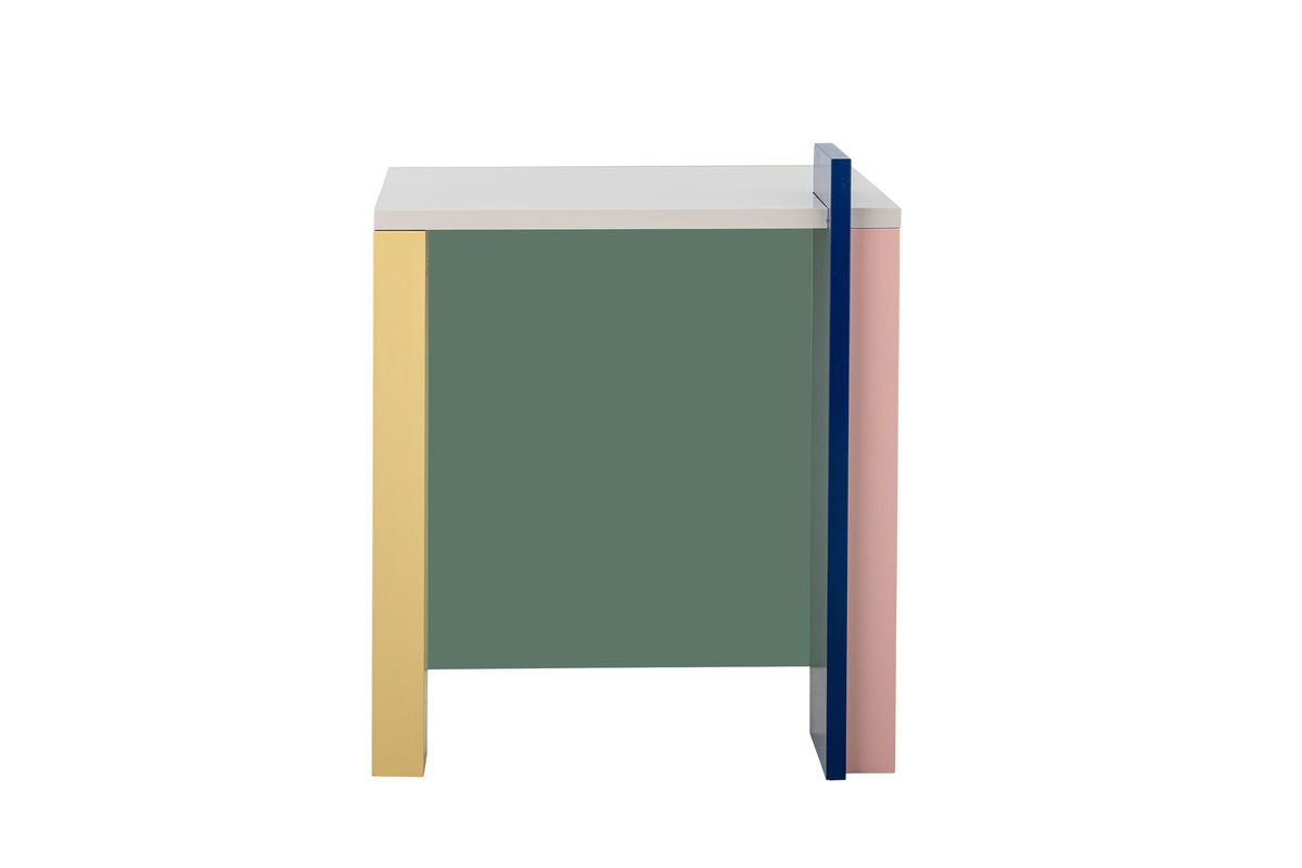 Beistelltisch Rudi – Zartes Farbspiel in Rosé, Gelb und Grün