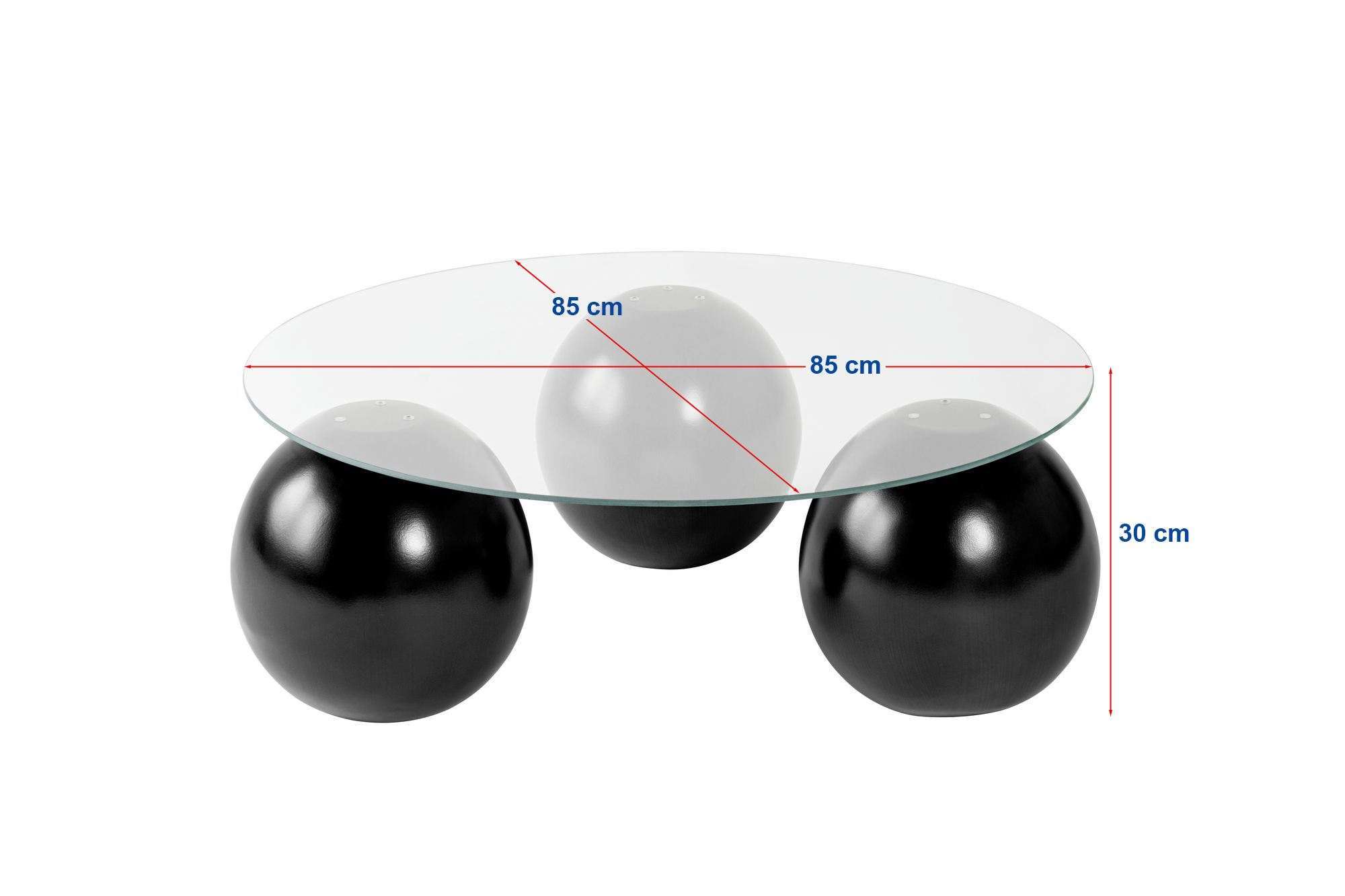 Couchtisch Morento - mit runder, gehärteter Tischglasplatte
