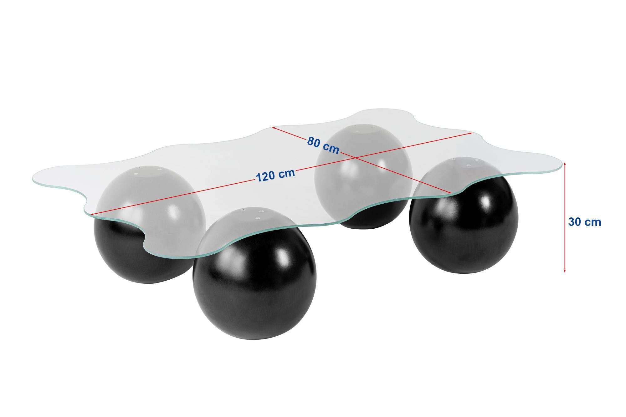 Couchtisch Trevano - gehärtete Tischglasplatte mit Wellensilhouette