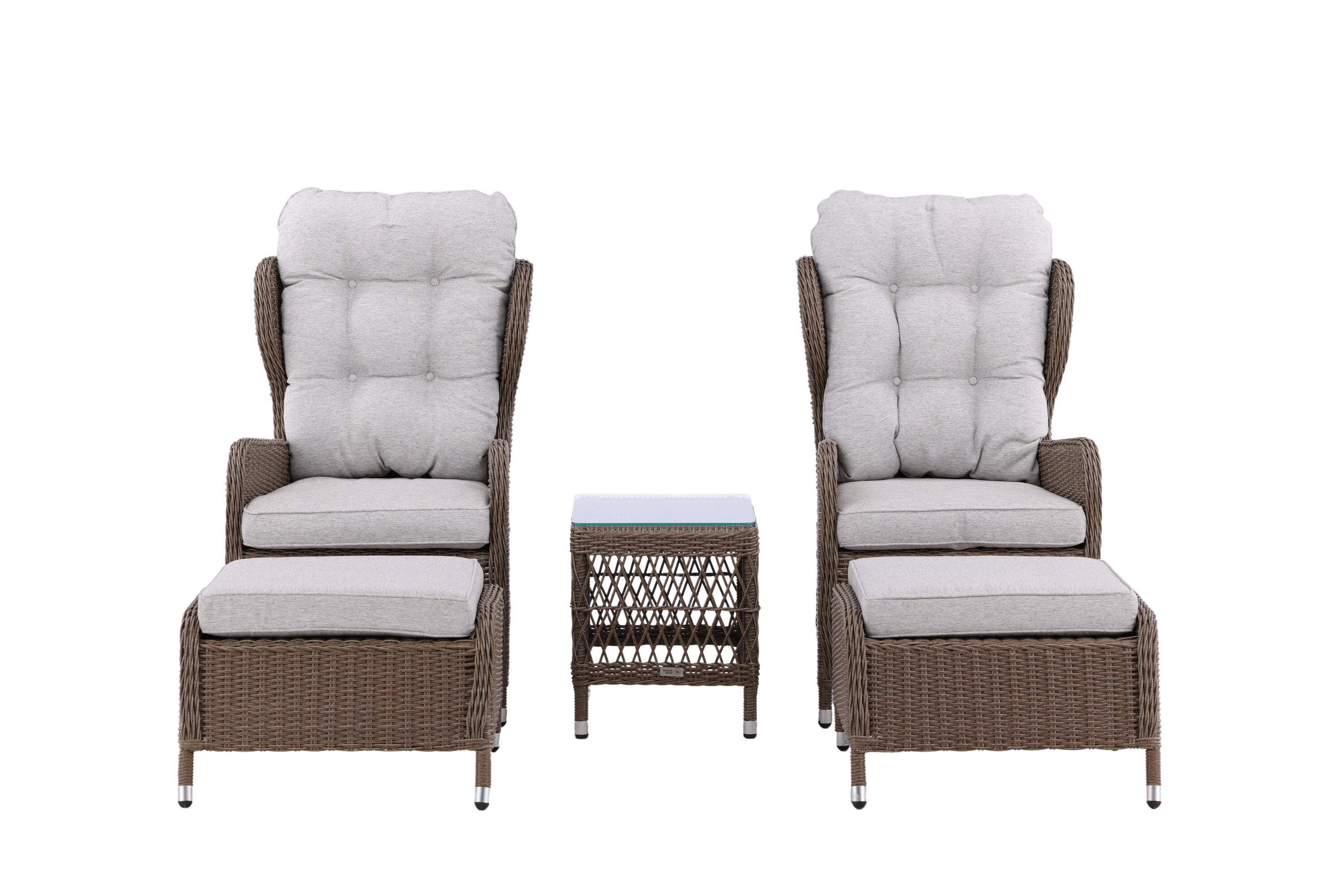 Garten Loungeset Lenox - in Natur mit verstellbarer Rückenlehne