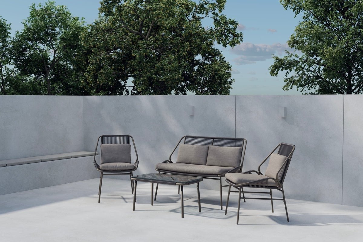 Garten Loungeset Talora – 4 teiliges Set mit Stühlen aus Stahl