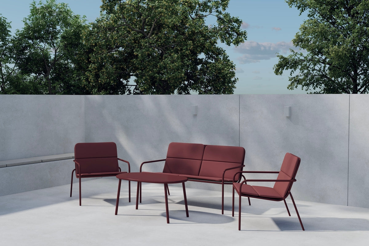 Garten Loungeset Abil – 4-teilig in Rot mit Sofa, Sesseln & Tisch