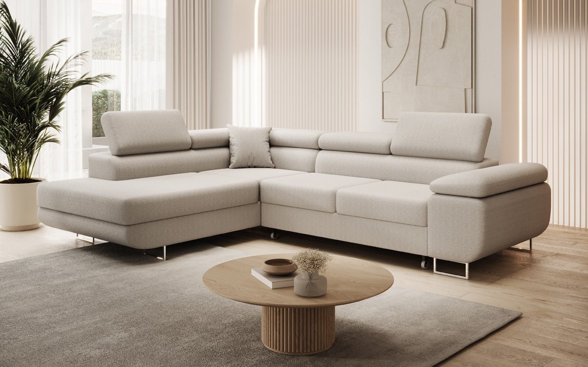 Designer Sofa Aston mit Schlaf- und Klappfunktion aus Bouclé