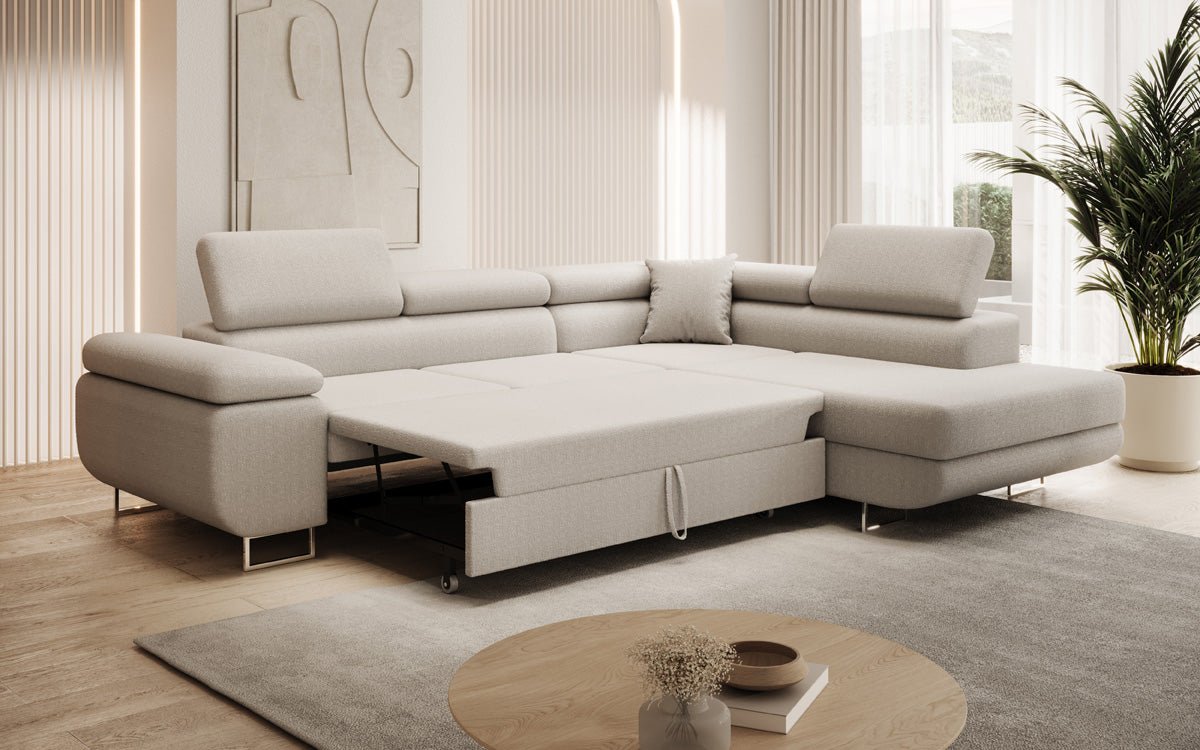 Designer Sofa Aston mit Schlaf- und Klappfunktion aus Bouclé