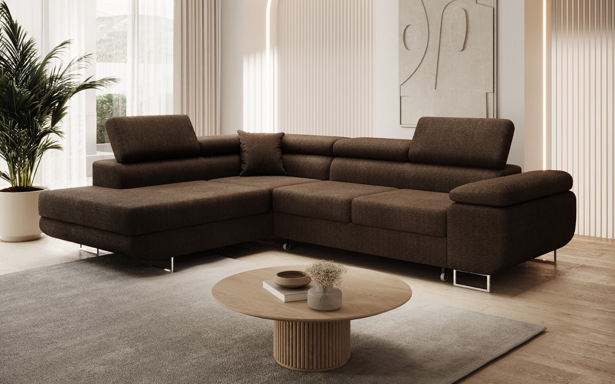 Designer Sofa Aston mit Schlaf- und Klappfunktion aus Bouclé