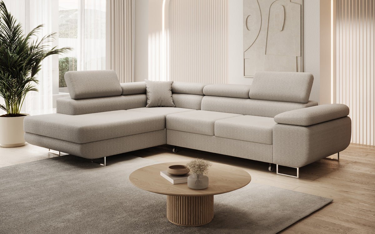 Designer Sofa Aston mit Schlaf- und Klappfunktion aus Bouclé