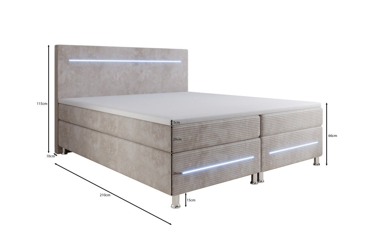 Boxspringbett Sejour mit LED in Cord
