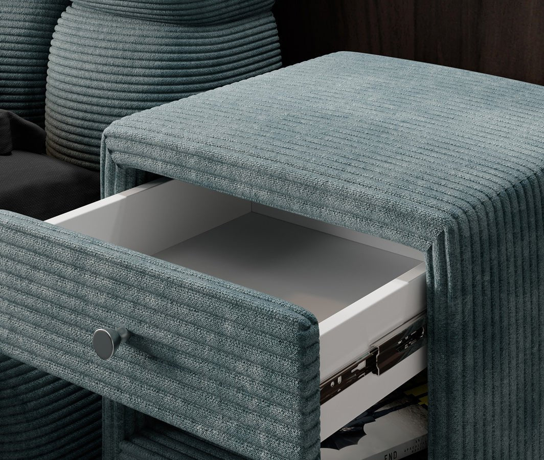 Designer Nachttisch Amy in Cord