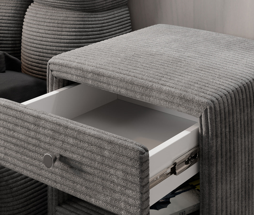 Designer Nachttisch Amy in Cord