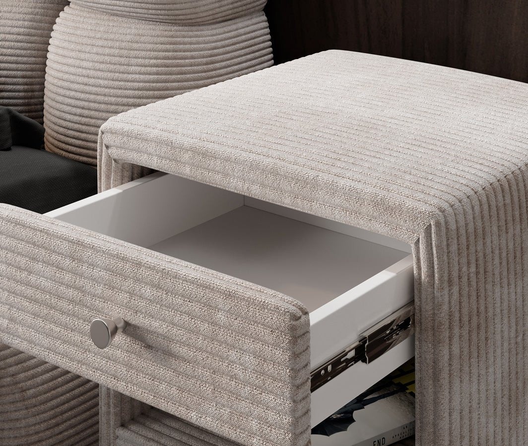 Designer Nachttisch Amy in Cord