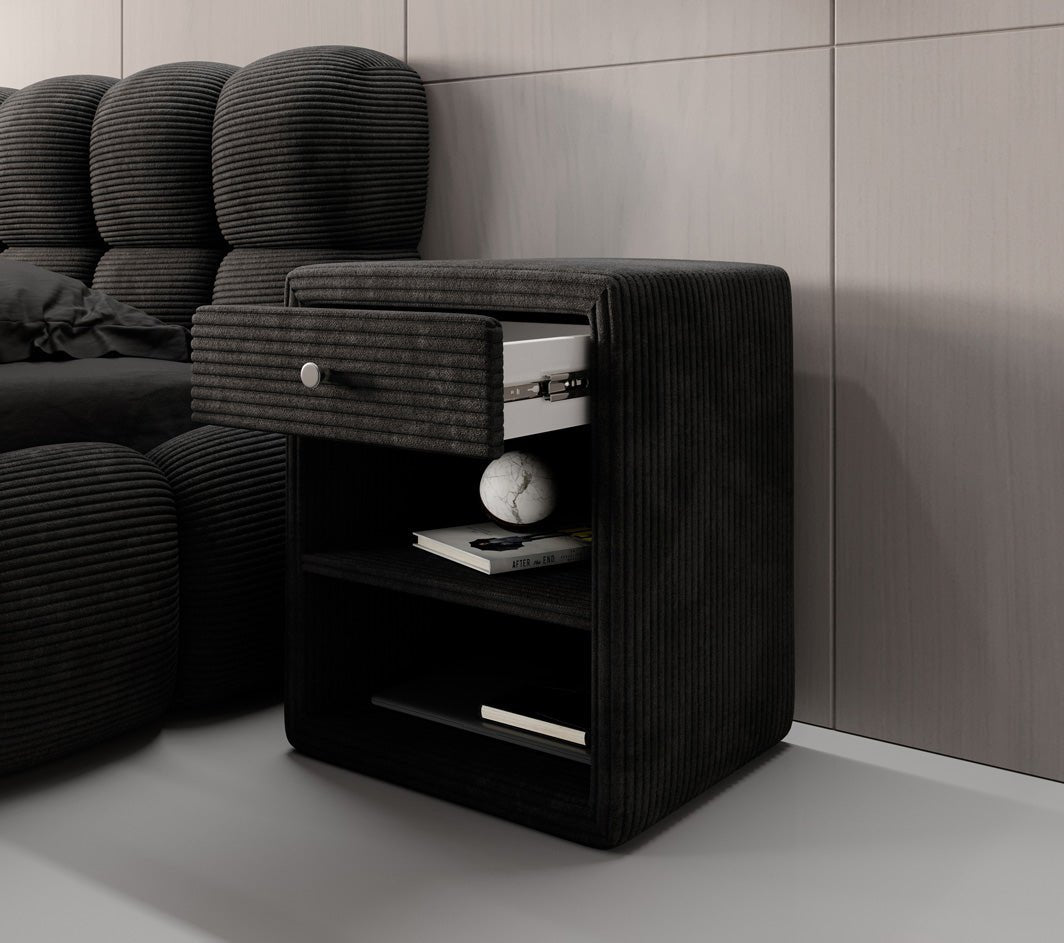 Designer Nachttisch Amy in Cord