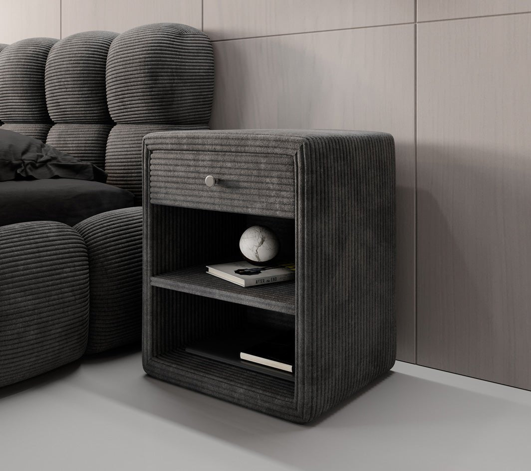 Designer Nachttisch Amy in Cord