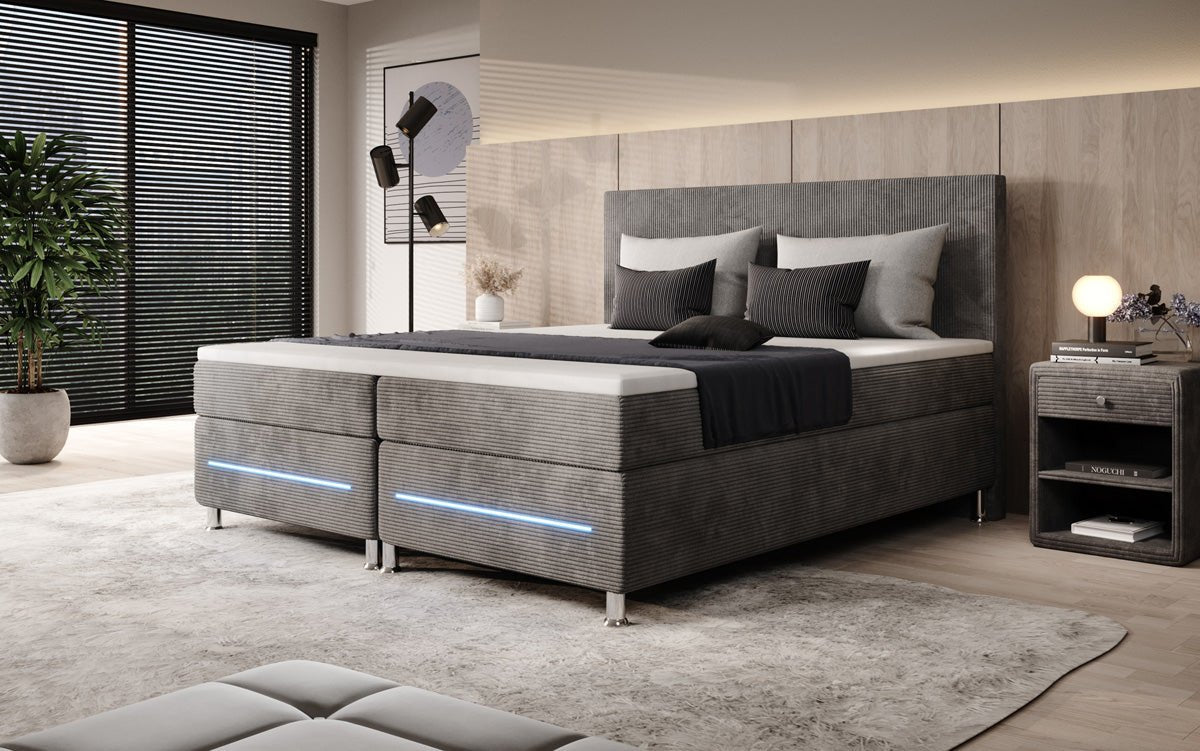 Boxspringbett Simple mit LED in Cord