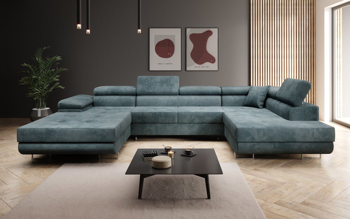 Designer Sofa Lago mit Schlaf - und Klappfunktion in Cord