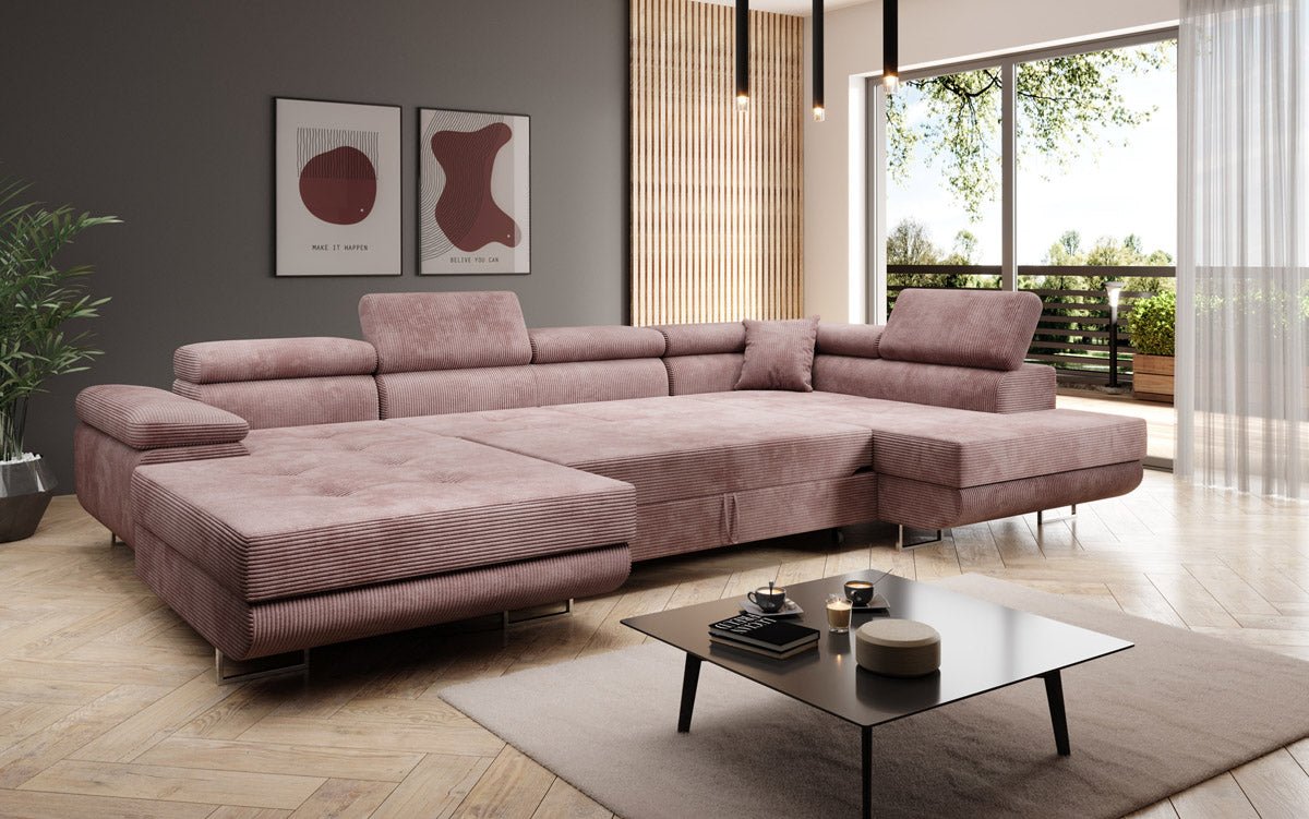 Designer Sofa Lago mit Schlaf - und Klappfunktion in Cord