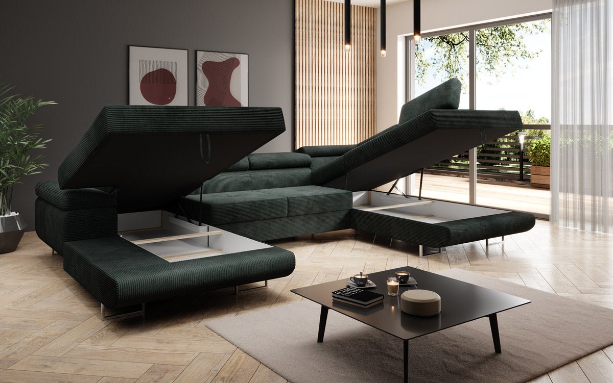 Designer Sofa Lago mit Schlaf - und Klappfunktion in Cord