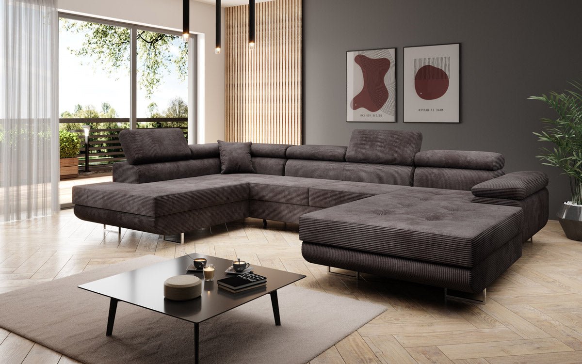 Designer Sofa Lago mit Schlaf - und Klappfunktion in Cord