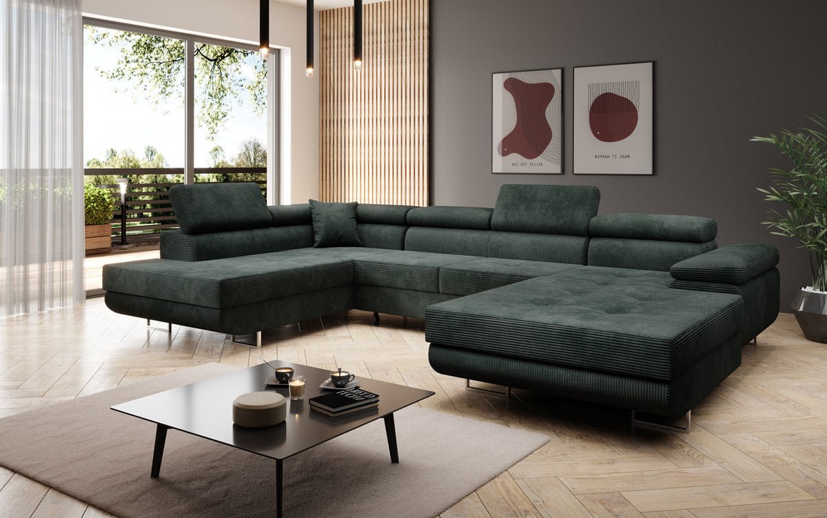Designer Sofa Lago mit Schlaf - und Klappfunktion in Cord