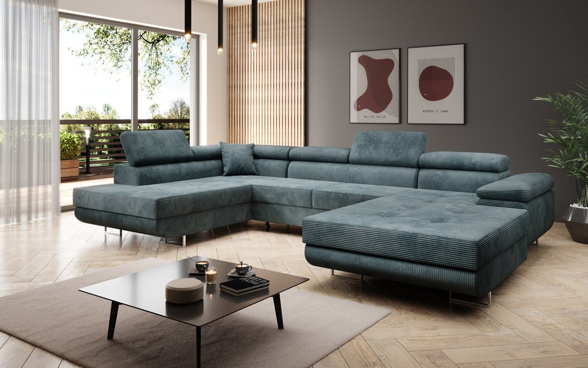 Designer Sofa Lago mit Schlaf - und Klappfunktion in Cord