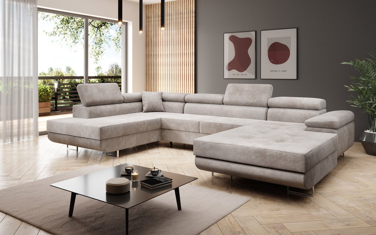 Designer Sofa Lago mit Schlaf - und Klappfunktion in Cord